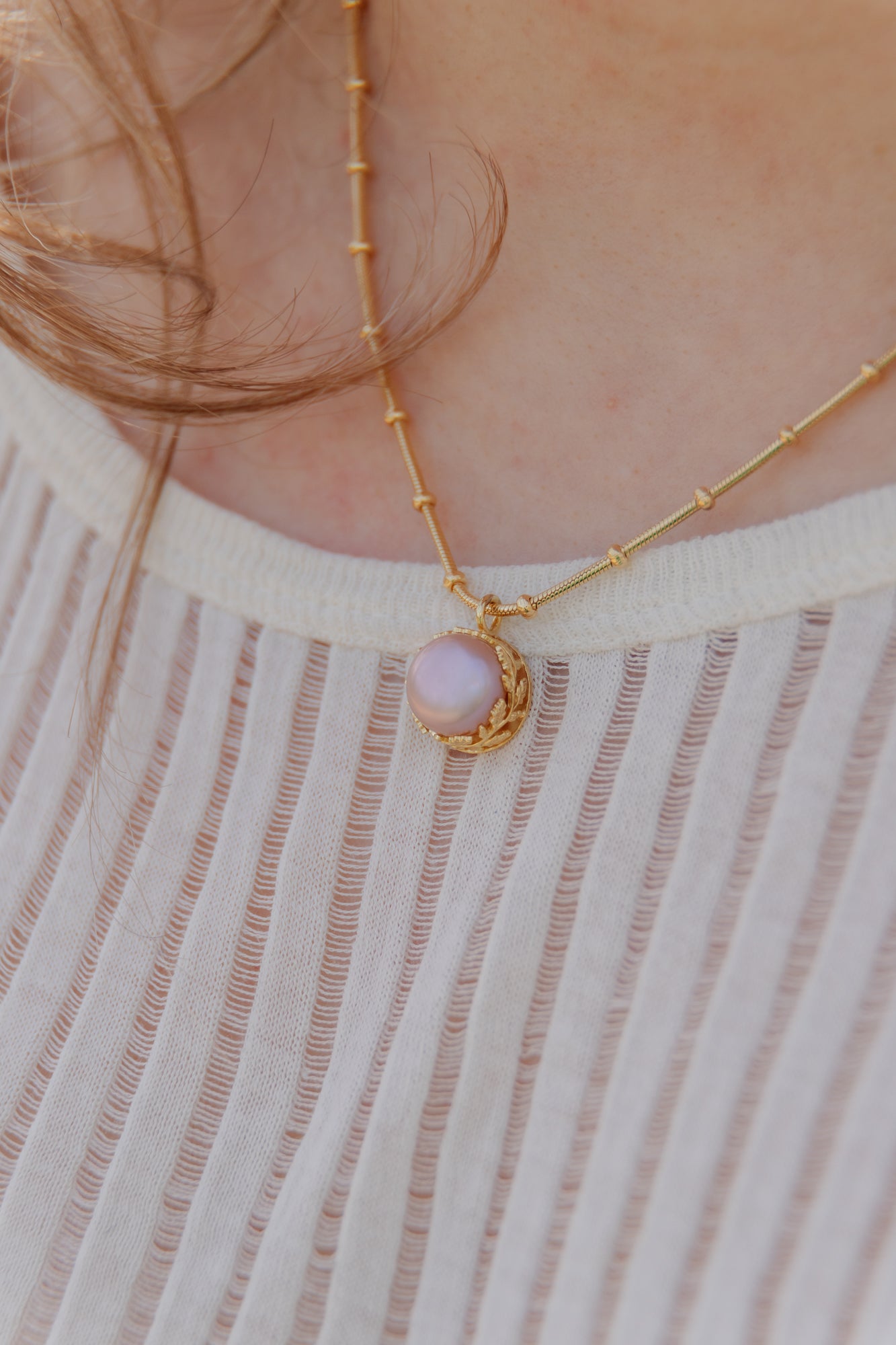 Kette vergoldet mit echter Perle